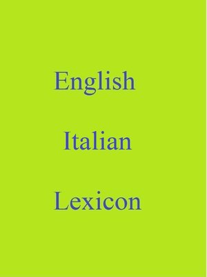 cover image of English Italian Lexicon